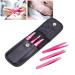 3-Piece Stainless Steel Tweezers Set - Flat Lace & Sloping Tips for Eyebrows & Facial Hair Removal - Rose Red - Perfect for Home & Gift - Buy Online on SooperMarket.com