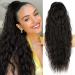 PORSMEER 28 inches Ponytail Extension Natural Black Long Beach Wave Drawstring Clip in Pony Hair Extension Synthetic Pony Tail Hairpiece for Women
