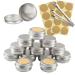 Tianzd 100 pieces empty 10 ml round silver aluminum tins screw can cream box aluminum tart doses with screw lid 5ml aludose tin tin cans for cosmetics candle ointments 3x spoons 100x etiquette silver 10ml