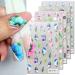 5 Sheets Flower Nail Art Stickers 5D Embossed Nail Decals Spring Pink Magnolia Nail Art Design 3D Self Adhesive Nail Supplies Petals Leaf Blooming Floral Nail Stickers for Women Manicure Decoration Design 4