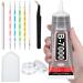 Upgrade B-7000 Crystal Rhinestone Jewelry Glue Clear, 110ml 3.7 fl oz Craft Glue Craft Adhesive Fabric Super Repair Glue with Precision Tips Multi Dotting Stylus for Nail Art,Jewelry,Phone Repair. 110ml/3.7 oz