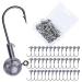 Goture Round Jig Head Lead Jig Head Hooks for Freshwater Saltwater Fishing Swimbait Jig Heads with Fishing Box for TroutBass Fishing Crappie Pro Jig Heads Round Jig Head 1/4oz - 7g - 50 pack