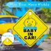 Bewudy 2 PCS Baby on Board Car Warning Sign - Reusable Yellow Baby in Car Sticker with Suction Cups - Buy Online on SooperMarket.com