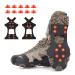 Tboonor shoe spikes shoe claws ice clamps snow spikes crampons ice claws anti-slip with 10 spikes for snow and ice orange red L 40.5-45 (EU)
