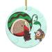 YYHHAOFA Sunflower Seeds Watermelon Seeds Prints Christmas Ceramic Round Pendant Decoration - Festive Hanging Ornament for Stores and Homes -2.9 in