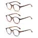 JM 3 Pack Vintage Round Reading Glasses Spring Hinge Glasses for Readers Women Men 3 Pack Mixed Color 0.75