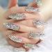 3D Rhinestone Full Cover Super Long Stiletto Fake Nails Set for Wedding Party - Luxury Manicure Nail Art Tips - Buy Online on SooperMarket.com