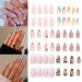 6 Packs (144 Pcs) Press on Nails Medium Design Almond Fake Nails with Adhesive Tabs Acrylic Nails for Women and Girls 6Pack