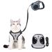 Aedcbaide Cat Harness and Leash Set Soft Dog Harness Small Dog with 5m/16.4 Ft Automatic Telescopic Traction Rope Adjustable Escape Proof Kitten Puppy Harness with Leads Night Reflector for Walking