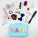 Nylon Waterproof Preppy Makeup Bag - Girls Chenille Letter Portable Travel Organizer for Toiletries and Cosmetics Storage (Blue Hair) - Patches Included - Buy Online on SooperMarket.com