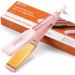 Professional Hair Straightener 1.65inch Wide-Plate Titanium Negative Ion Flat Iron 30s Rapid Heating LED Temp Display Wide Voltage & 10 Adjustable Temp Levels (260-450 ) - Pink