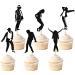Blumomon 30pcs Jazz Cupcake Toppers Dance Party Cake Decoration Black Glitter Tap Dancers Cupcake Picks Music Dancer Cupcake Picks for Birthday Parties Wedding Party Decorations Disco-4 - Buy Online on SooperMarket.com