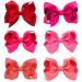 6Pcs Ribbon Hair Bow Clips Barrettes 3 inch Ponytail Holder Bow Hair Bow with Duckbill Clip for Children Kids Girls Women(6 colors)