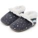 Dotty Fish Suede Baby Slippers - Warm Fleece Lined Infant Toddler Shoes | Non-Slip Soft Sole for Boys Girls | 0-6 Months to 5-6 Years | Silver Stars - Buy Online on SooperMarket.com