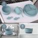 Baby Feeding Set - Silicone Bib, Suction Bowl, Spoon, Fork - Toddler Utensils - 6 Months (Light Blue) | Baby Led Weaning Supplies - Buy Online on SooperMarket.com