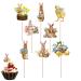 Teksome Easter Cupcake Toppers - Bunny Cake Topper Easter Cake Decorations 8pcs Bunny Easter Egg Cake Food Picks for Happy Easter Spring Theme Party Decorations