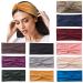 Yeshan 12 Pack Wide Twist Headbands for Women No slip Turban Headbands Stretchy Criss Cross Headbands Yoga Workout Sport Hair bands Solid colors Bandana Headbands No9(Mixed 12 pcs)