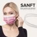 50 Disposable Face Masks Made in Germany | CE Certified | Breathable Triple Layer Filtration | Elastic Earloops | Raspberry Pink - Buy Online on SooperMarket.com