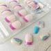 Colorful Waves French Tip Press on Nails - Glossy Blue & Pink Swirl Design | 24Pcs - Buy Online on SooperMarket.com