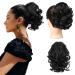 REECHO Ponytail Extension 9" Short Curly Wavy Claw Clip Pony tails Hair Extensions HP001 Hairpieces for Women - Black