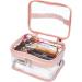 HAOGUAGUA Double Layer Clear Cosmetic Bag | Waterproof Travel Toiletry Bag | Transparent PVC Hair & Nail Accessories Pouch | Pink Beach Bag Organizer - Buy Online on SooperMarket.com