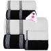 CASA COPENHAGEN Solitaire Designed in Denmark 600 GSM 2 Large Bath Towels 2 Large Hand Towels 2 Washcloths  Super Soft Egyptian Cotton 6 Towels Set for Bathroom  Kitchen & Shower - White + Black