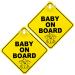 Bewudy 2 PCS Baby on Board Car Warning Sign Baby on Board Sticker Sign for Car Warning with Suction Cups Baby in Car Sticker for Car Reusable Baby on Board Sticker Yellow (Elephant)