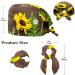 Nurse Scrub Caps - Sunflowers White Wooden Working Cap with Button and Bow Hair Scrunchie - Buy Online on SooperMarket.com