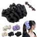 TYGHBN Bow Bubble Clips Chiffon Silk Hair Clips Large Chiffon Claw Clip Hair Bow Plastic Hair Claw Clips Fabric Floral Bows Claw Clip for Thick Long Hair (Black-A)