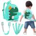 Accmor Toddler Harness Backpack with Leash 4 in 1 Kid Dinosaur Backpacks with Anti Lost Wrist Link Child Harnesses Leashes for Walking Cute Toddler Backpack Rope Tether for Boys Girls(Green)