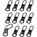 12 pieces of zipper sliders zipper Zipper replacement removable zip repair zipper replacement slide replacement slide zipper pulls for suitcases backpacks clothes (black)