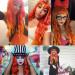 YEESHEDO Long Wavy Curly Wig for Women - 28 Inches Ombre Orange Synthetic Hair with Fringe for Party and Cosplay - Buy Online on SooperMarket.com