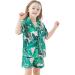 SWOMOG Kids Silk Pyjamas Set - Short Sleeve Satin PJs for Girls Boys, Button-Down Nightwear, Teens Sleepwear, Ages 4-16 - Pink Leaves - Buy Online on SooperMarket.com
