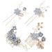 Toyvian 4pcs Rhinestone Hair Combs Floral Bridal Headpiece Crystals Headband Decorative Bridal Headband Wedding Evening Hair (Blue)