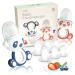Zarok fruit sucker baby bpa-free fruit snuller for fruit vegetables porridge & complementary food bite ring dental aid for babies from 3 months gift baby accessories (2 pieces) blue/orange