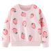 Girls Sweatshirt for Kids Cotton Top Casual Jumper Girl T Shirt Toddler Clothes Long Sleeve Pullover Age 1-12 Years 4-5 Years Strawberry