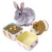 JanYoo Hamster Food Bowl Guinea Pig Feeder Accessories Ceramic for Cage with Water Supplies for Bunny Blue Yellow 150 ml (2 Pack) C-Blue+Yellow Pack of 2