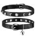Leather Cat Collars Bell ,Cats Safety Collar with Elastic Strap, Adjustable Kitty Collar for Cats, Personalized Moon & Rhinestone 7-10 Inch Length for Cats, Kitten & Puppy (1 Pack Black)