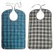 Adult Bib Reusable Washable Clothing Protector Waterproof Extra Long Bibs for Men Women Black Blue