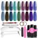 Lavender Violets 19 Pcs Gel Polish Starter Kit Purple & Blue Hawaiian Island Portable LED Nail Lamp Dryer Soak Off UV Base Matte n No Wipe Top Coat Nail File Golden Sliver Sticker Manicure Tools R631 Arctic Night-R631