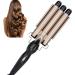 Electric Hair Waver Fast Heating 3 Barrel Curling Iron Wand Adjustable Hair Curler Waver Crimper Hair Styling Tool Hair Curling Wand (Gold 22mm) - Buy Online on SooperMarket.com