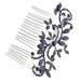 BELLIFFY Bride Hair Comb Blue Rhinestone Wedding Hair Comb for Bride - Vintage Flower Crystal Hairpin - Bridal Accessories for Bridesmaid Womens Hair Clips Headwear for Women Styling