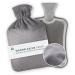 Blum Valley heat bottle Baby with gentle softfleece - hot water bottle with reference 1.5l - washable hot water bottle fluffy - bed bottle made of natural rubber - 100% run -out heat bottle children/babies - gray soft fleece gray