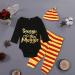 Baby Boys Girls Snuggle This Muggle Outfit Set | Black Long Sleeve Bodysuit & Striped Pants with Hat | 0-6 Months - Buy Online on SooperMarket.com
