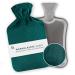 Blum Valley heat bottle Baby with a gentle softfleece - hot water bottle with reference 1.5l - washable hot water bottle fluffy - bed bottle made of natural rubber - 100% run -out heat bottle children/babies - green soft fleece green