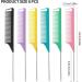 6Pcs Metal Rat Tail Combs Fine Tooth Rattail Comb Parting Combs with Stainless Steel Pintail for Braiding Hair Sectioning Teasing Styling(8.66 Inch) - Buy Online on SooperMarket.com