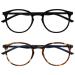 Opulize met reading glasses 2 Pack slim round frame spring hinges scratch-resistant black brown men women rr60-12 +3.50 black / brown tortoisy with dark blue arms +3.50 dioptries
