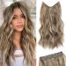 Hair Extensions Synthetic Invisible Wire Hair Extensions Bright Blonde Highlights Long Clip in Wave Curly Secret Hairpiece for Women with Transparent Fishing Line Stress-Free Adjustable Size 2 Secure Clips 16 Inch 16 Inc...