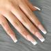 French False Nails - 24PCS Gloss Nude White Square Press on Nails with Jelly Glue | Long Square White Fake Nails for Women & Girls - Buy Online on SooperMarket.com