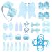 SKHAOVS 33 Pieces Sky Blue Girls School Hair Accessories Kit Girls Hair Accessories Set Ribbon Style Bow Bobbles Headband Large Cheer Bow Hair Accessories Girl Teen Toddler Birthday Gift (Sky Blue)